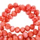 Faceted glass beads 3x2mm disc Fiery orange-pearl shine coating